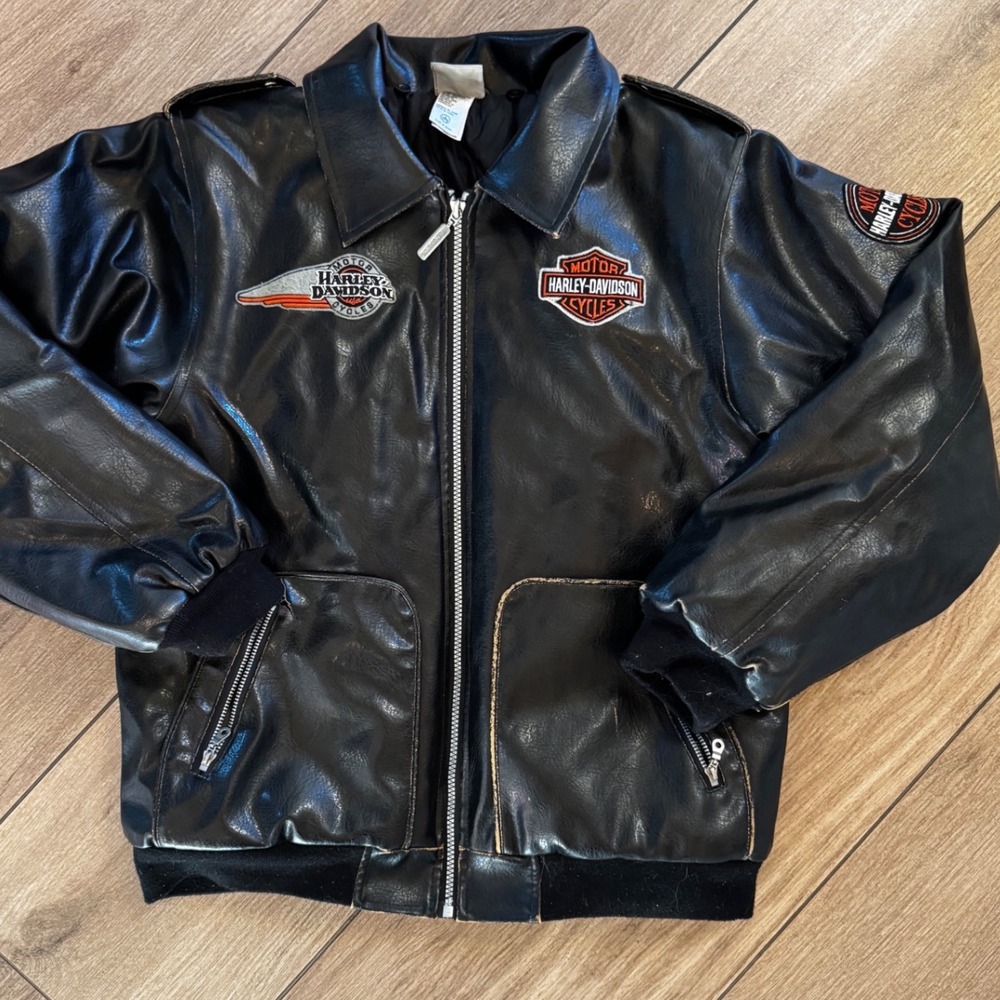 Harley-Davidson Womens Black Leather Bomber Jacket King of the Road Large
